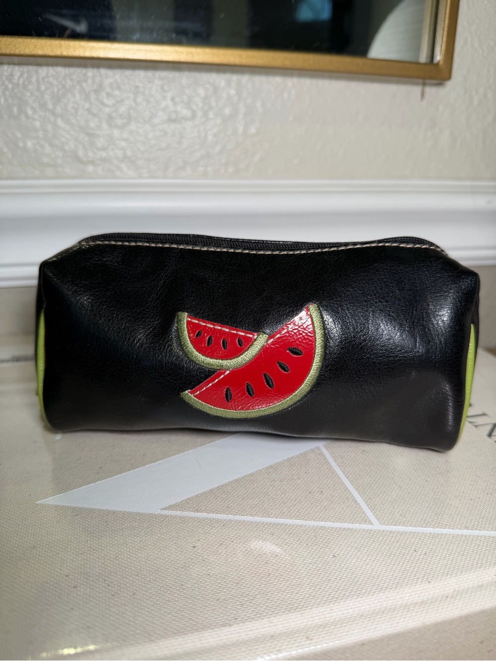 Vintage Y2K Embroidered Watermelon Makeup Bag Travel Case
